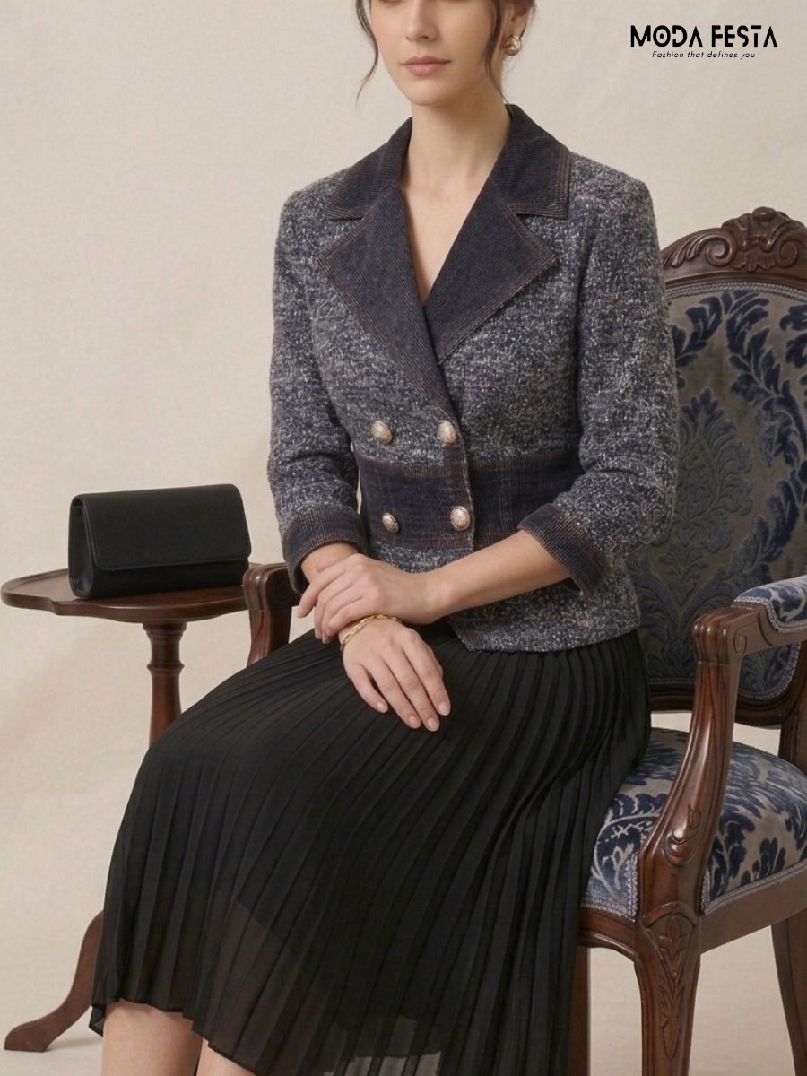 ModaFesta -Eleonora tweed-double-breasted-blazer-dress